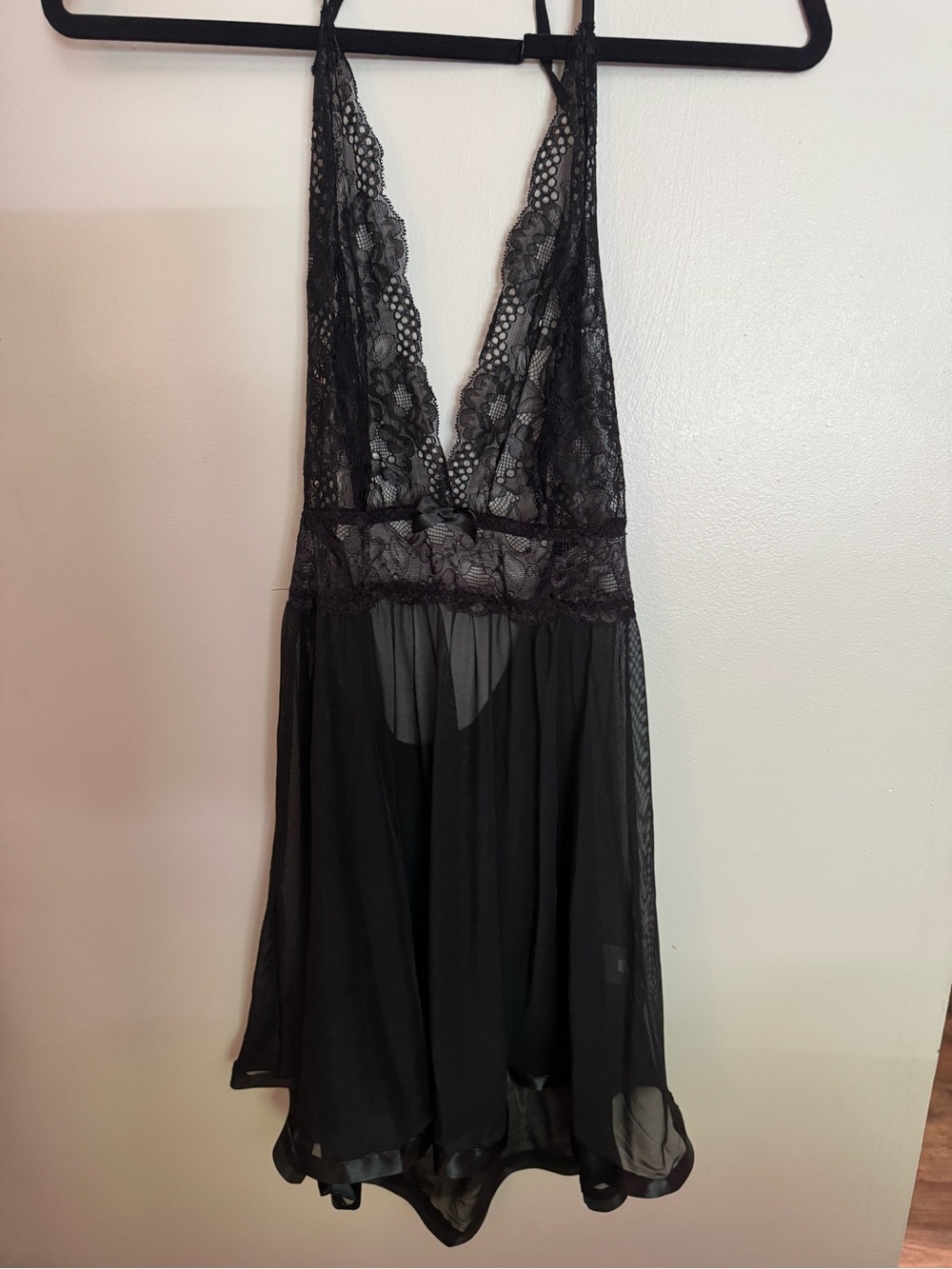 Black Lace & Mesh Babydoll Chemise - Elegant Women’sr Intimate
